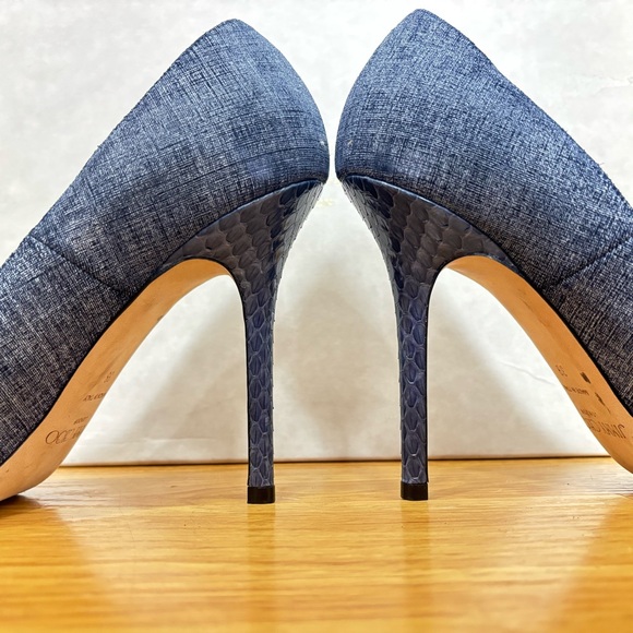 Jimmy Choo Women's Blue Denim and Snakeskin Heels Size 39 - Picture 5 of 7